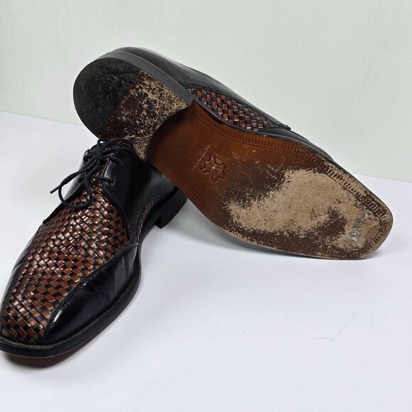 Rangoni Firenze Men's Black Leather Woven Oxfords, Sz 9M - Picture 9 of 10